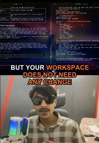 A frame from Taman’s published Canvas clip, showing populated coding-agent terminals above the presenter